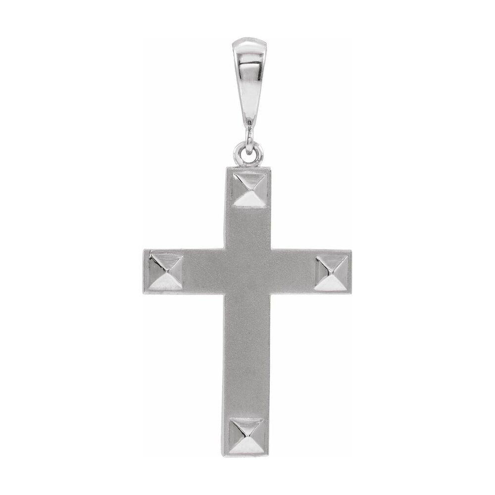 Sterling Silver Pyramid Cross Pendant, 18 x 27mm, Item P33443 by The Black Bow Jewelry Co.