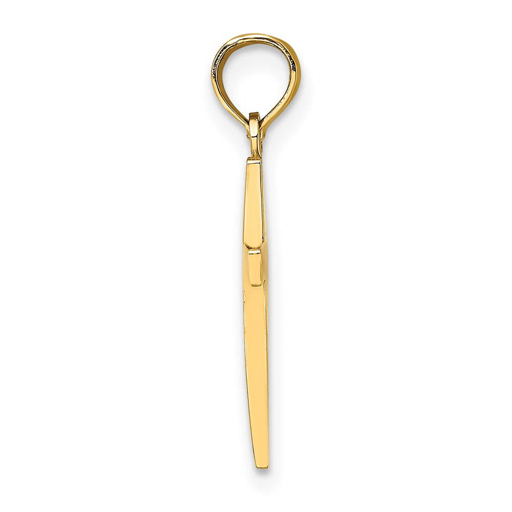 Alternate view of the 14k Yellow Gold, Beveled Latin Cross Pendant by The Black Bow Jewelry Co.