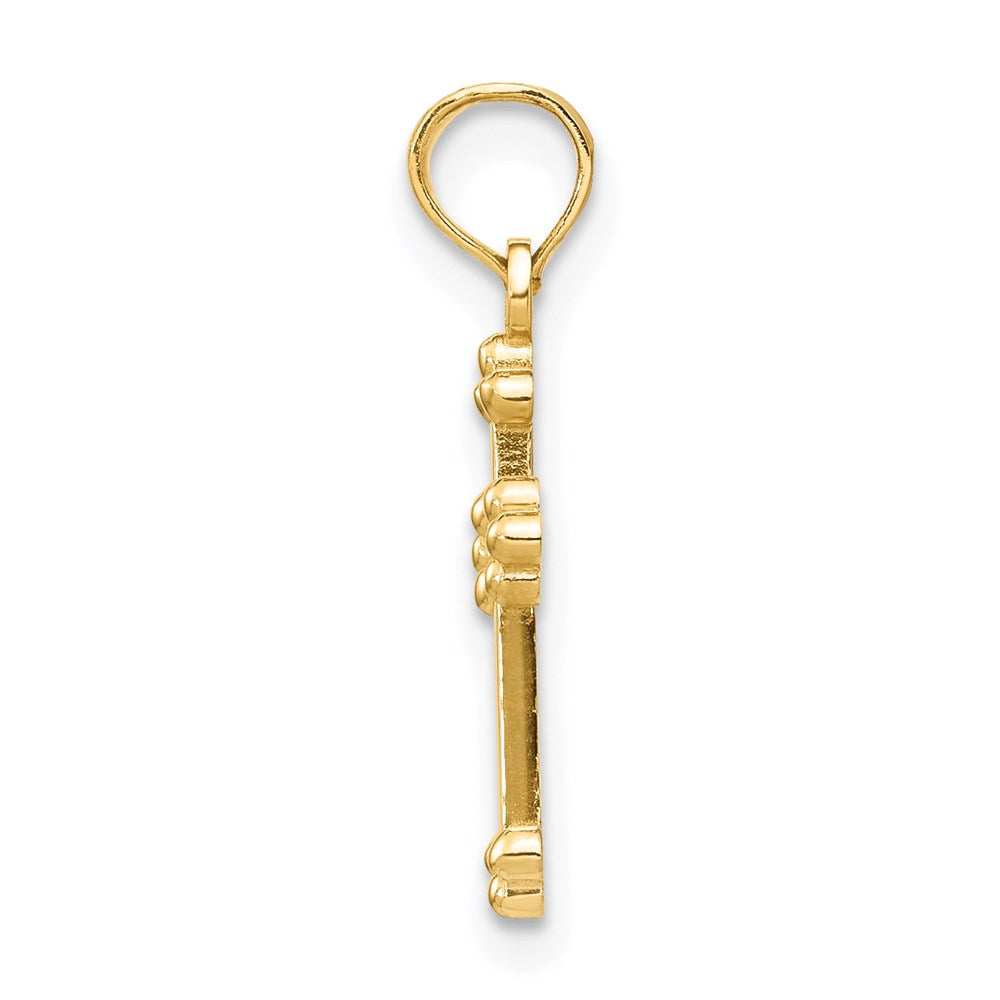 Alternate view of the 14k Yellow Gold, Dainty, Budded Cross Pendant by The Black Bow Jewelry Co.