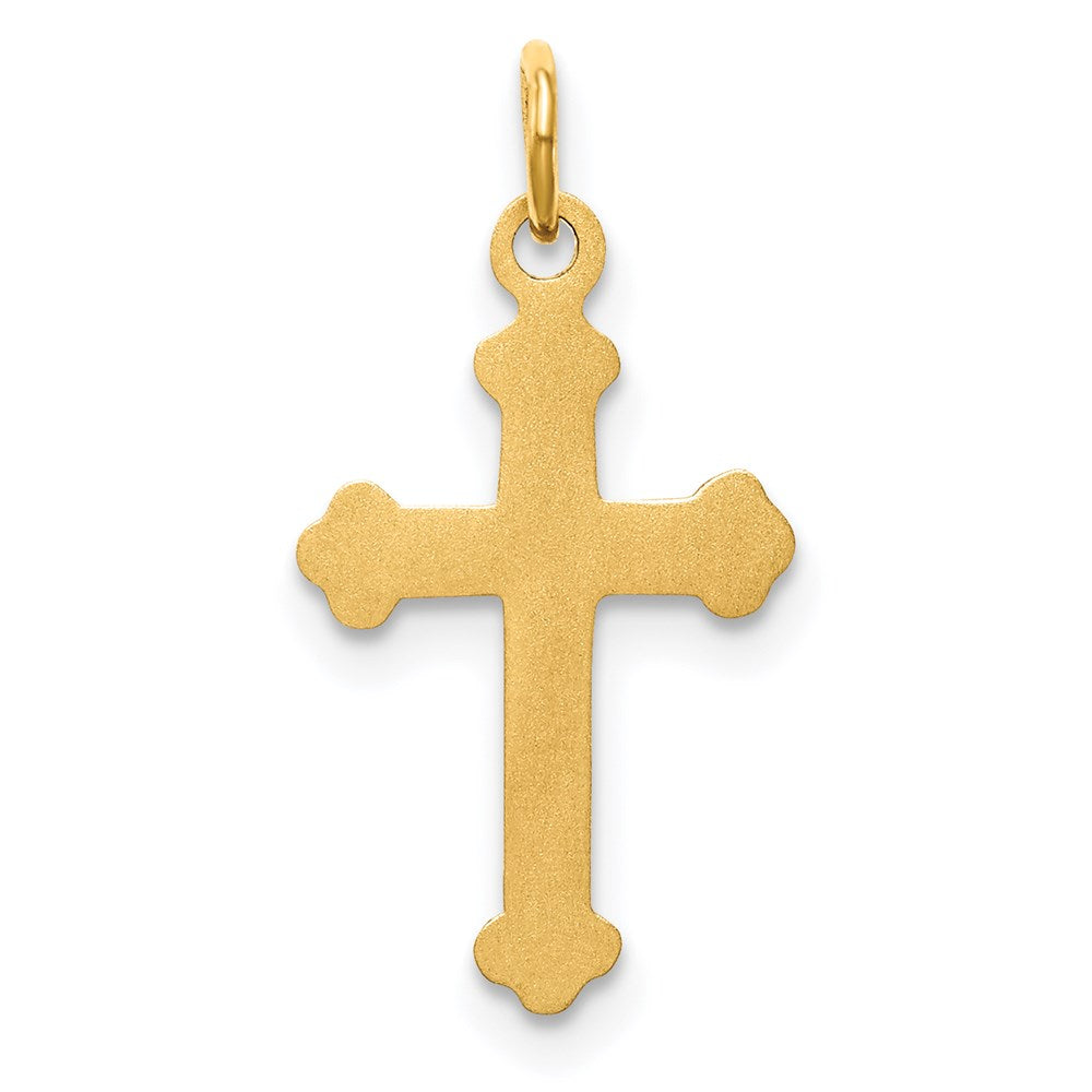 Alternate view of the 14k Yellow Gold Budded Cross Charm by The Black Bow Jewelry Co.