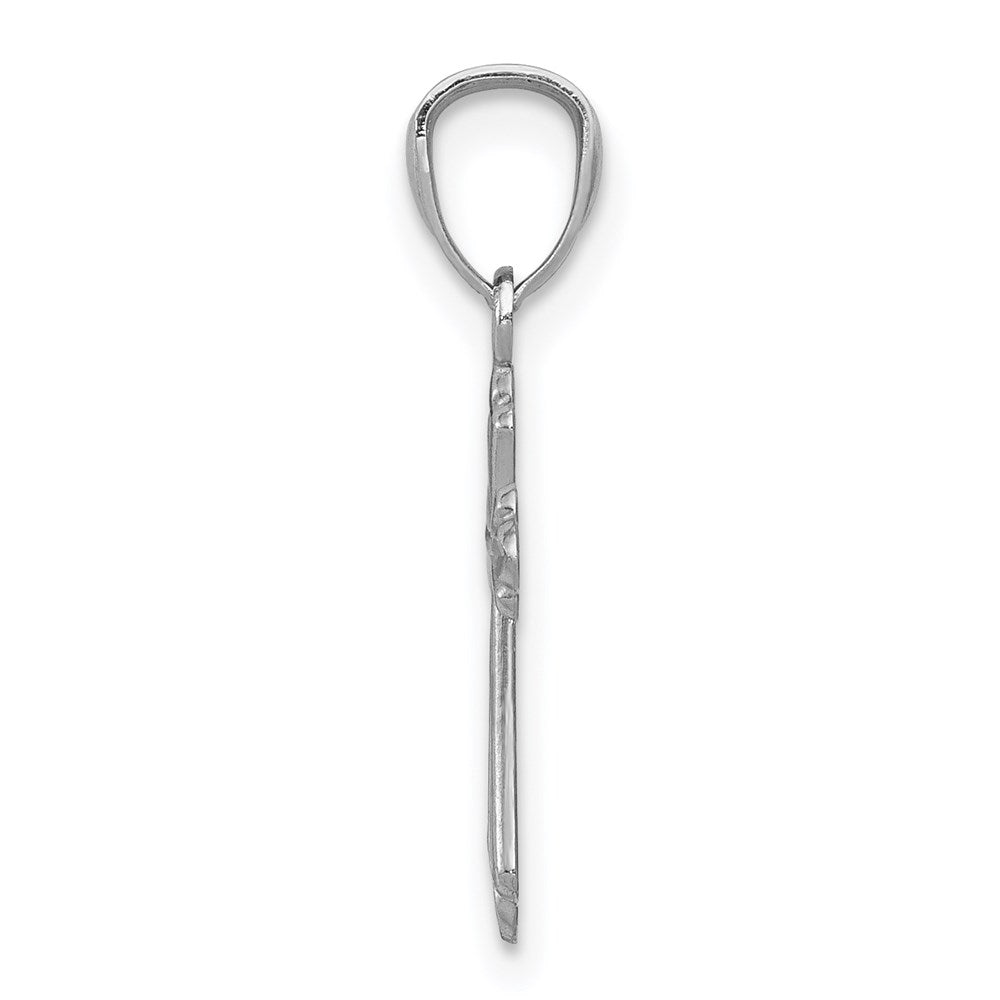 Alternate view of the 14k White Gold, Dainty, Budded Cross Pendant by The Black Bow Jewelry Co.