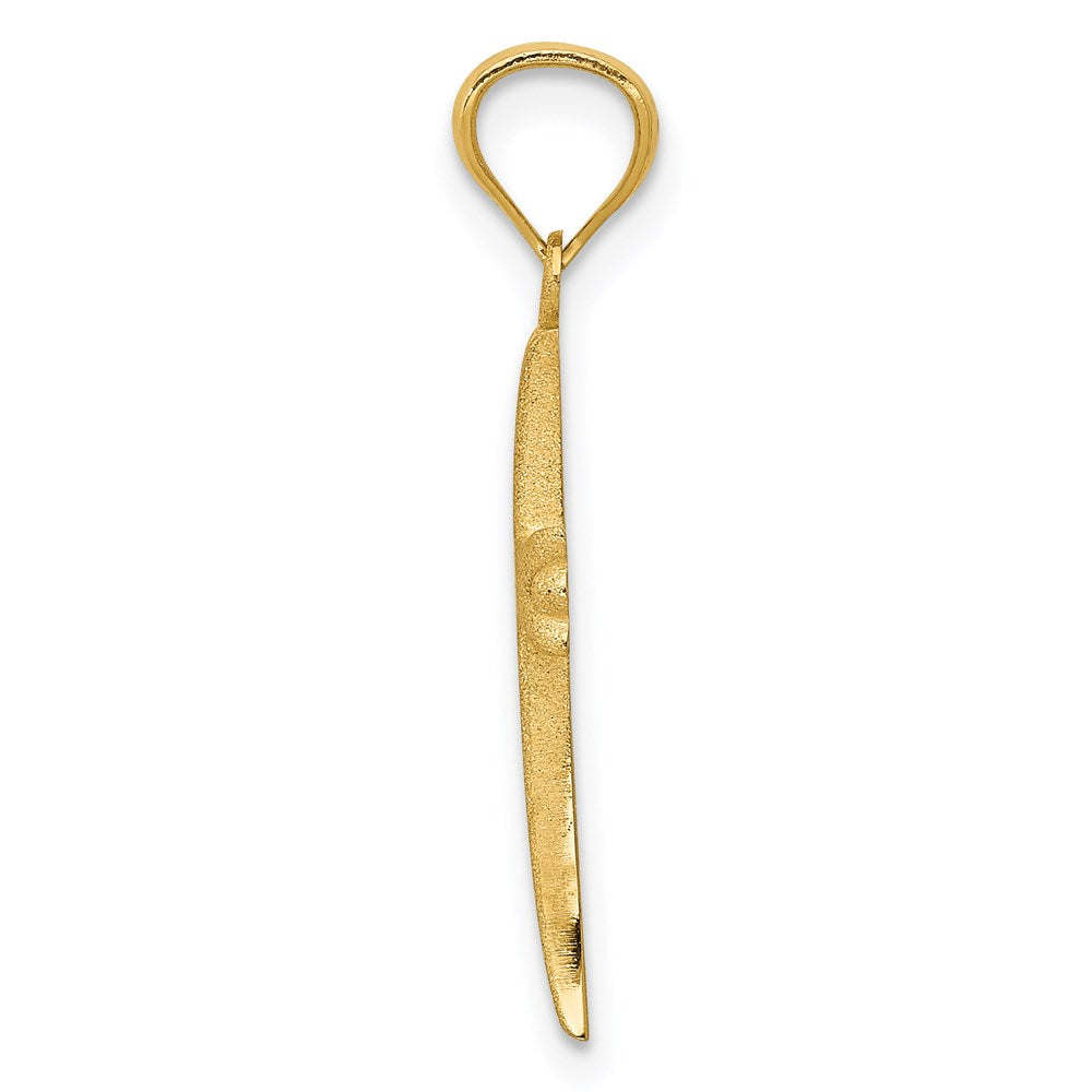 Alternate view of the 14k Yellow Gold Satin Budded Cross Pendant by The Black Bow Jewelry Co.