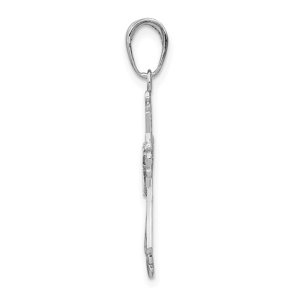 Alternate view of the 14k White Gold Filigree Cross Pendant by The Black Bow Jewelry Co.