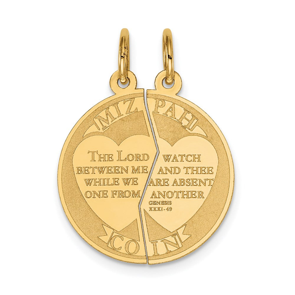 14k Yellow Gold, Two-piece Mizpah Coin, Item P8391 by The Black Bow Jewelry Co.