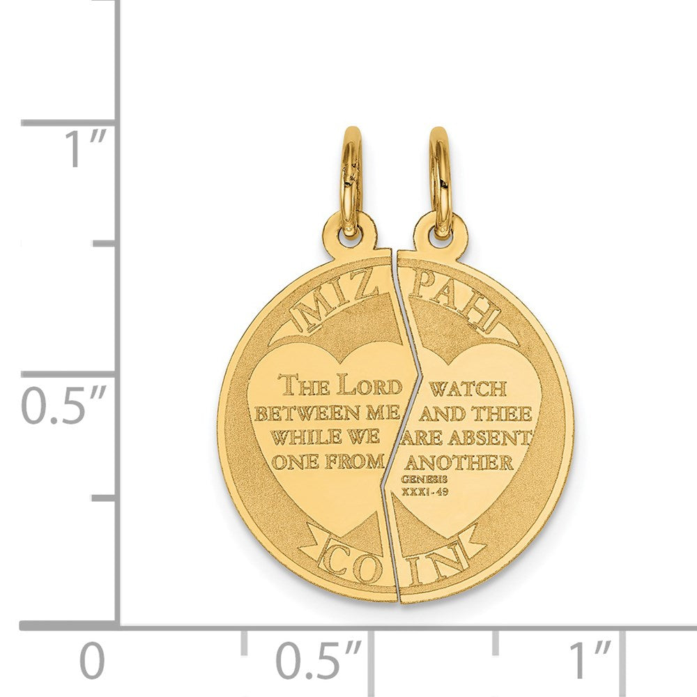 Alternate view of the 14k Yellow Gold, Two-piece Mizpah Coin by The Black Bow Jewelry Co.
