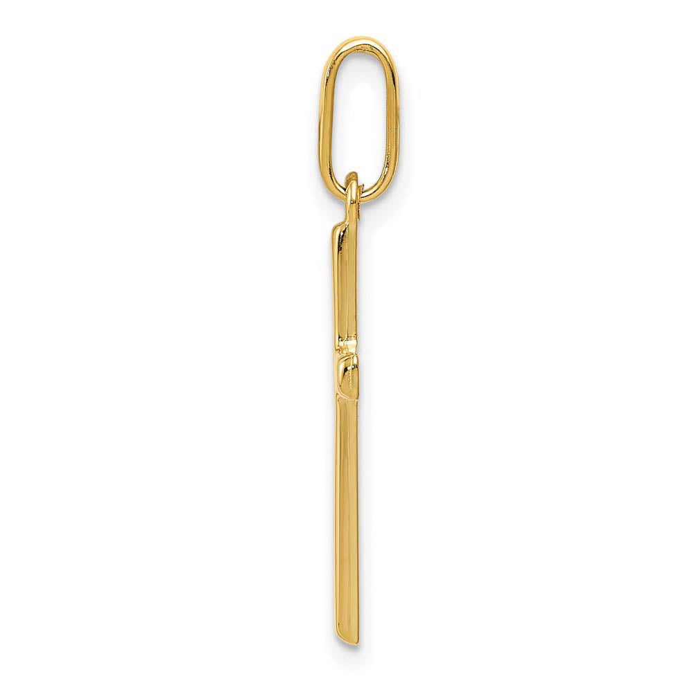 Alternate view of the 14k Yellow Gold, Hollow, Latin Cross Pendant by The Black Bow Jewelry Co.