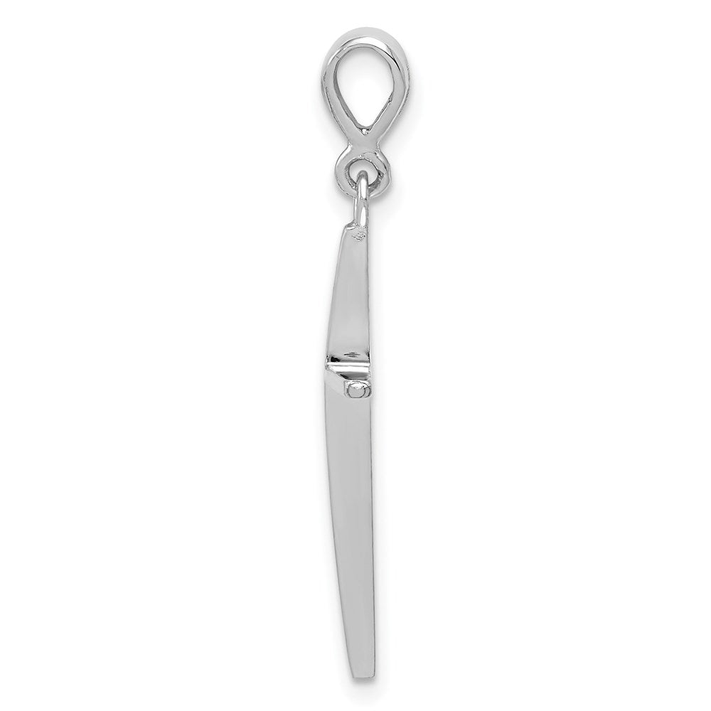 Alternate view of the 14k White Gold, Thin, Latin Cross Pendant by The Black Bow Jewelry Co.