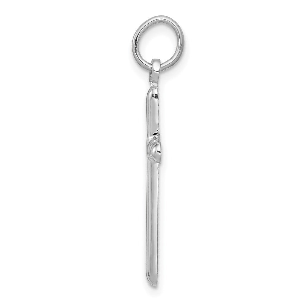 Alternate view of the 14k White Gold Textured Latin Cross Pendant by The Black Bow Jewelry Co.
