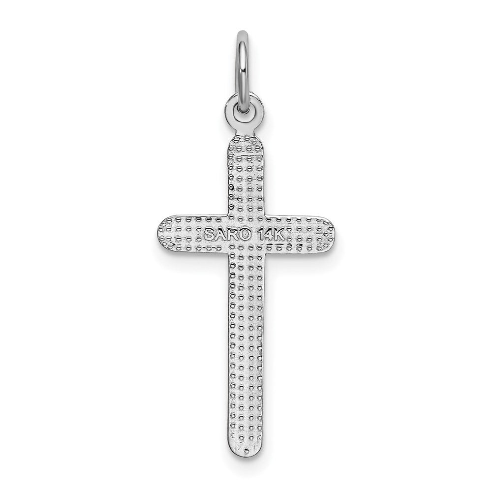 Alternate view of the 14k White Gold Textured Latin Cross Pendant by The Black Bow Jewelry Co.
