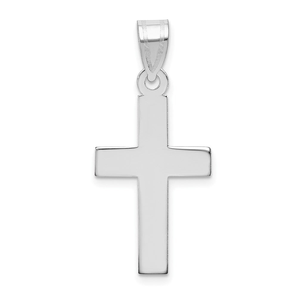 14k White Gold, Polished Cross Pendant, Item P8401 by The Black Bow Jewelry Co.