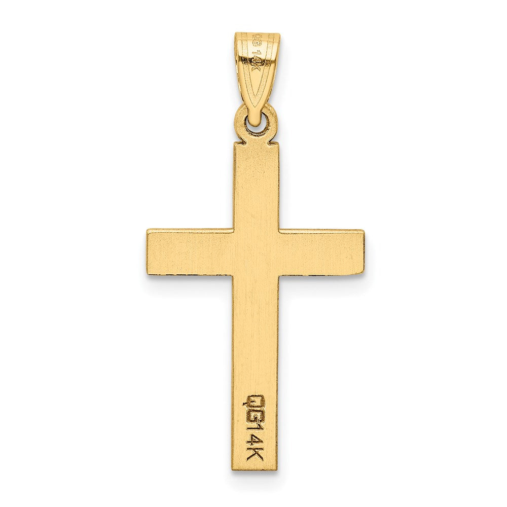 Alternate view of the 14k Yellow Gold, Satin Cross Pendant 14 x 28mm by The Black Bow Jewelry Co.