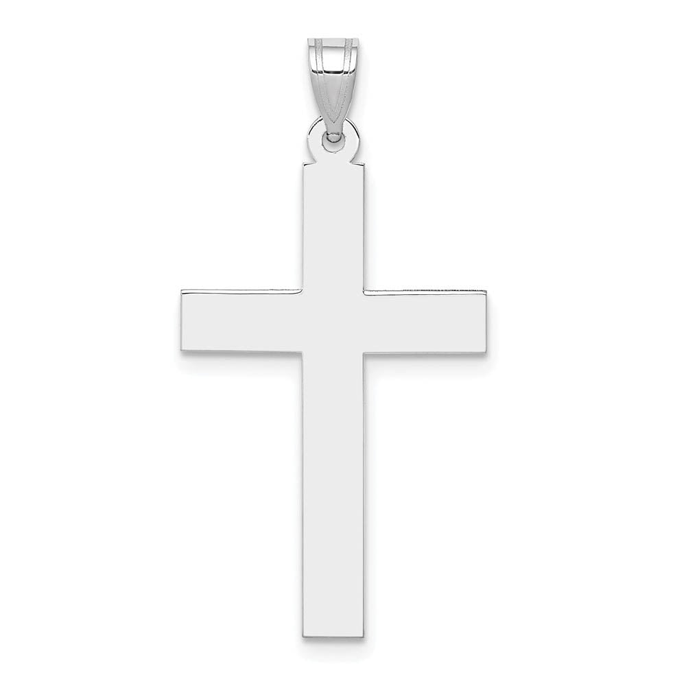 14k White Gold, Simple Latin Cross, Item P8404 by The Black Bow Jewelry Co.