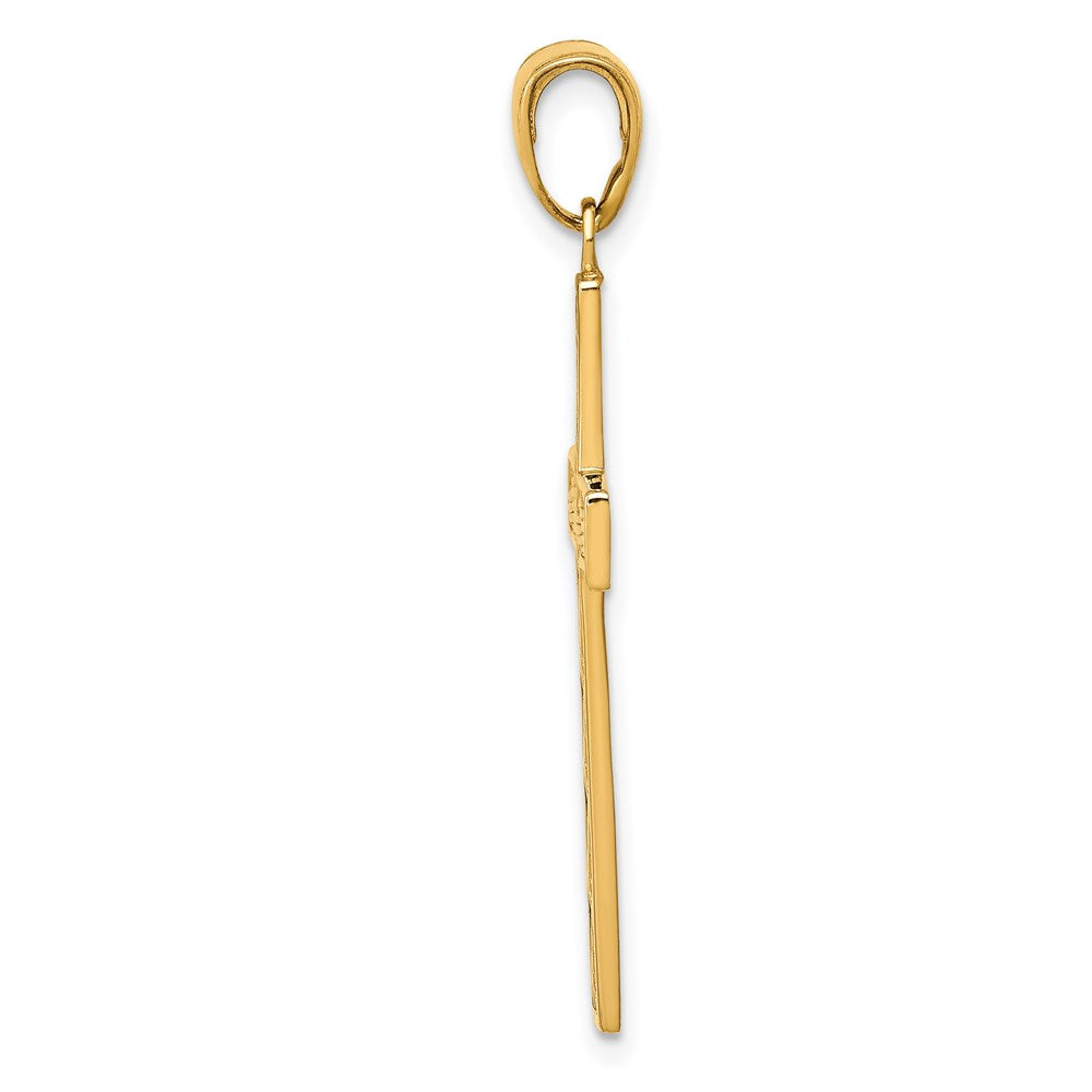 Alternate view of the 14k Yellow Gold, Rope, Latin Cross Pendant by The Black Bow Jewelry Co.