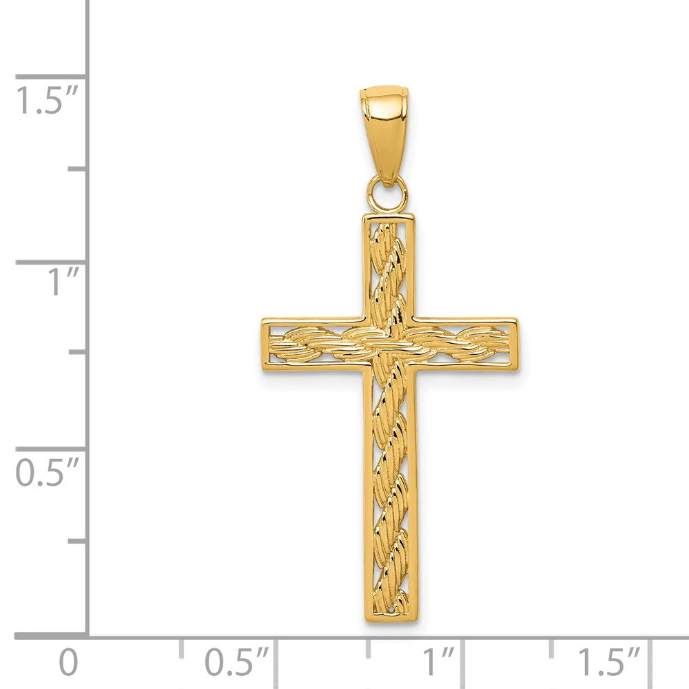 Alternate view of the 14k Yellow Gold, Rope, Latin Cross Pendant by The Black Bow Jewelry Co.
