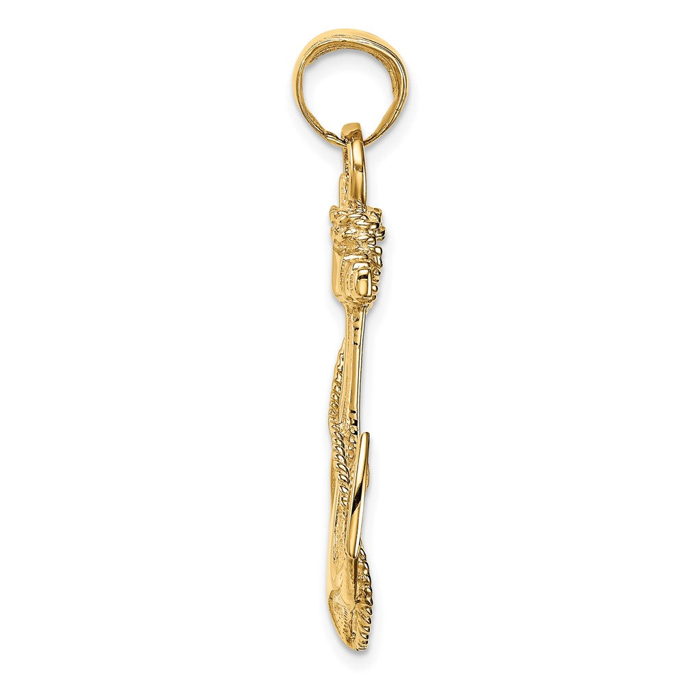 Alternate view of the Mens 14k Yellow Gold Large Textured & Polished Anchor Pendant, 25x40mm by The Black Bow Jewelry Co.