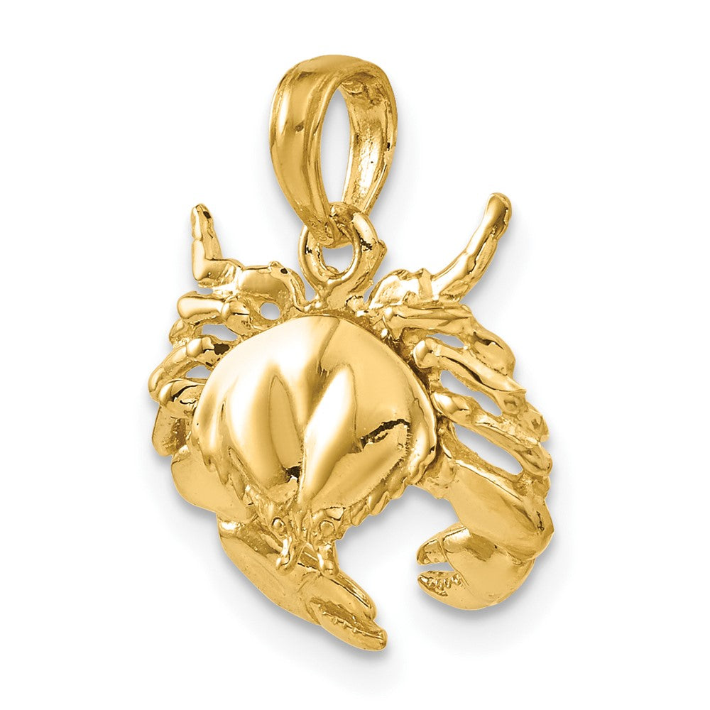 Alternate view of the 14k Yellow Gold Stone Crab Pendant, 16mm by The Black Bow Jewelry Co.