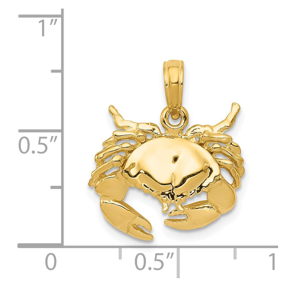 Alternate view of the 14k Yellow Gold Stone Crab Pendant, 16mm by The Black Bow Jewelry Co.