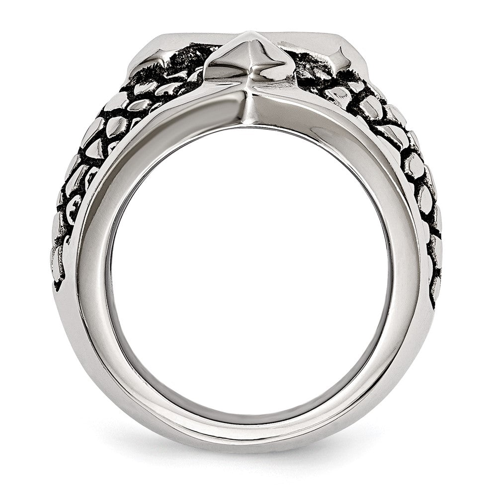 Alternate view of the Men's 21mm Stainless Steel Tapered Cross Ring by The Black Bow Jewelry Co.