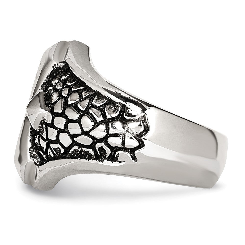 Alternate view of the Men's 21mm Stainless Steel Tapered Cross Ring by The Black Bow Jewelry Co.