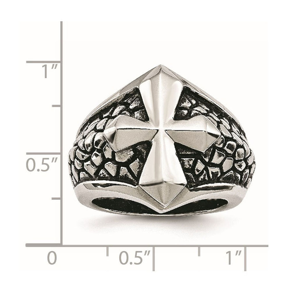Alternate view of the Men's 21mm Stainless Steel Tapered Cross Ring by The Black Bow Jewelry Co.