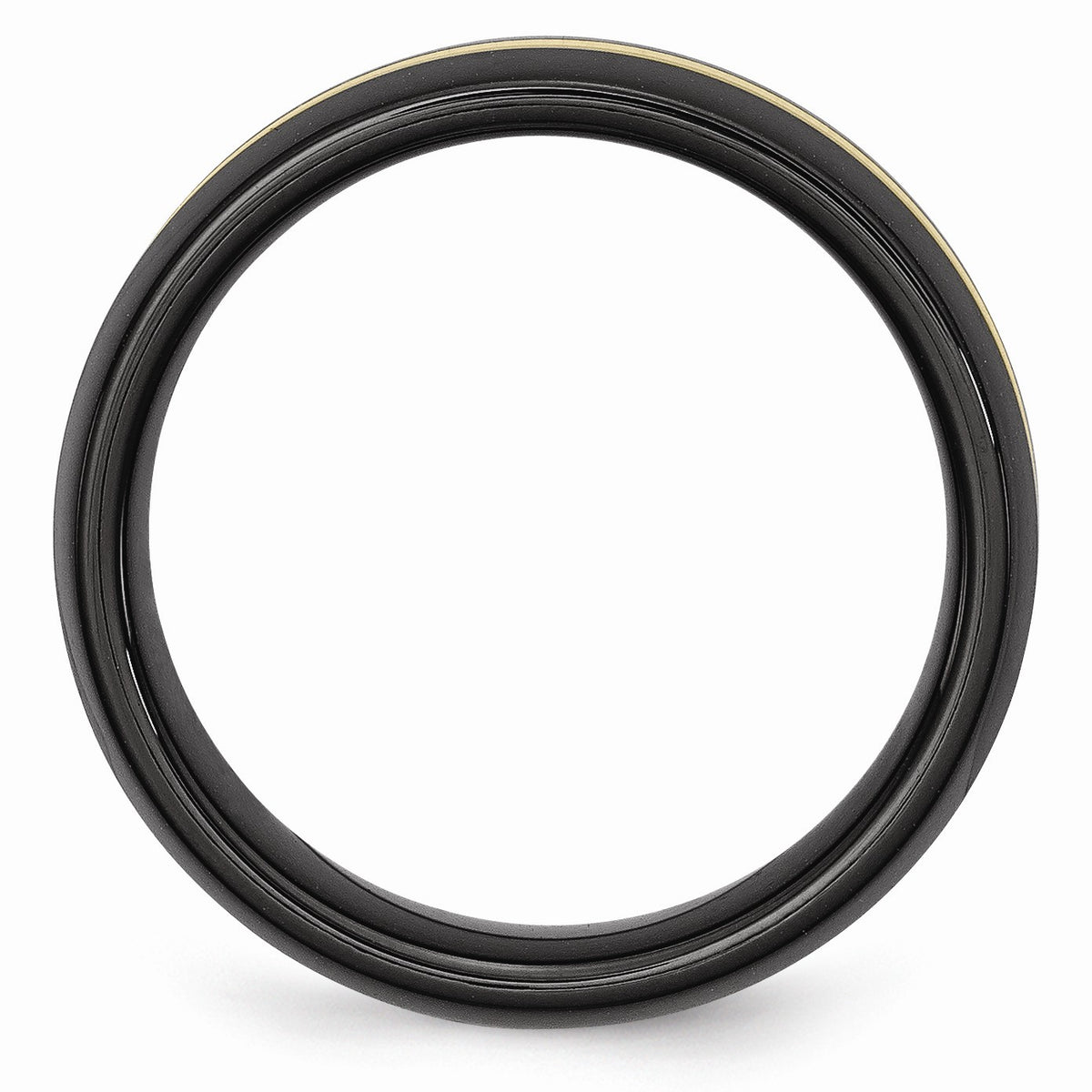 Alternate view of the Black Ceramic and 14K Gold, 8mm Inlay Comfort Fit Band by The Black Bow Jewelry Co.
