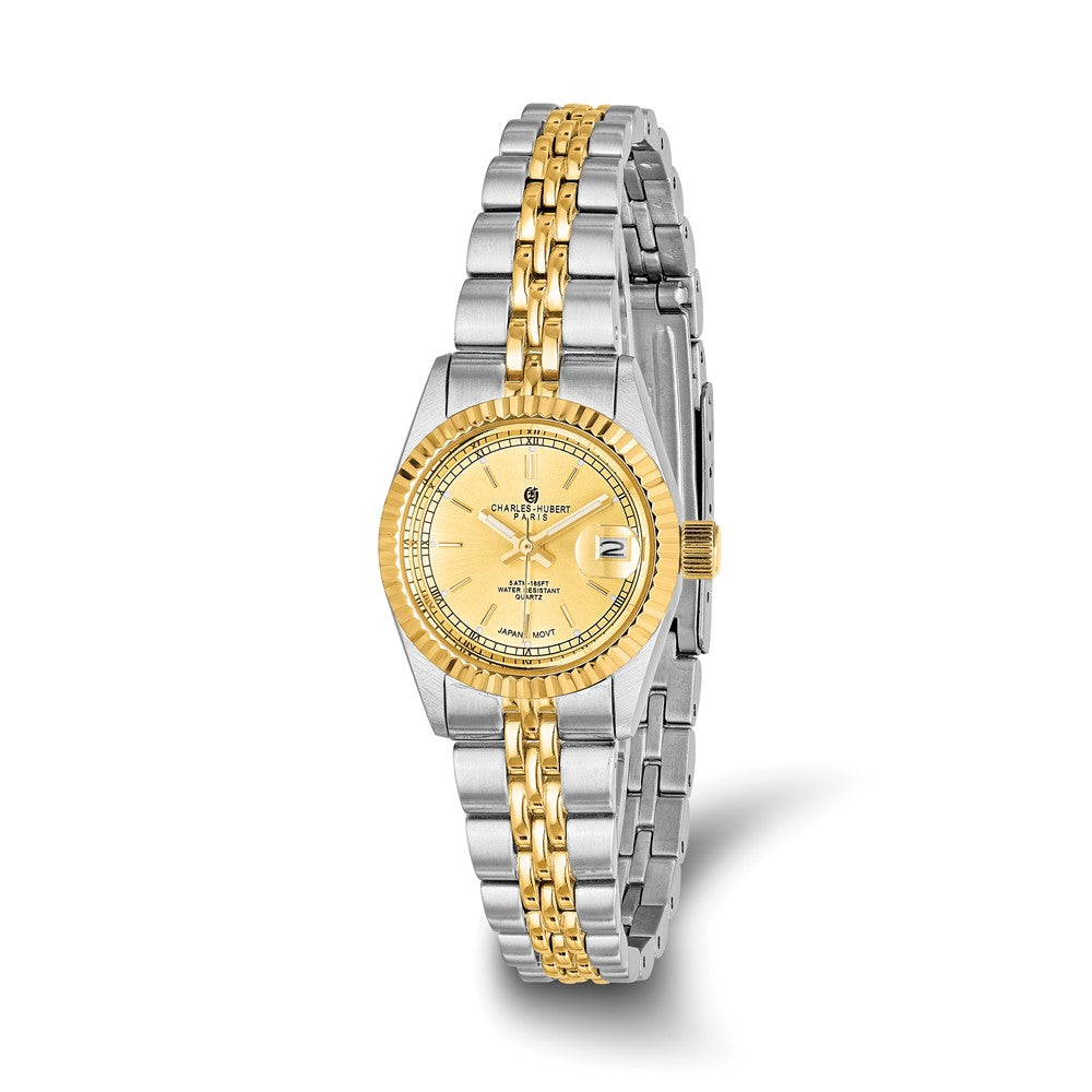 Ladies Two-Tone, Gold-Tone Dial Round Analog Watch by Charles Hubert, Item W8233 by The Black Bow Jewelry Co.