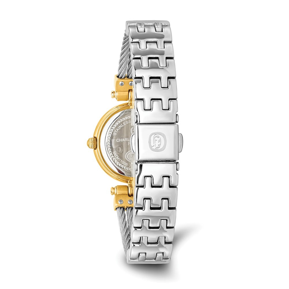 Alternate view of the Charles Hubert Ladies Two Tone MOP Dial w/Stnlss Stl Wire Bangle Watch by The Black Bow Jewelry Co.
