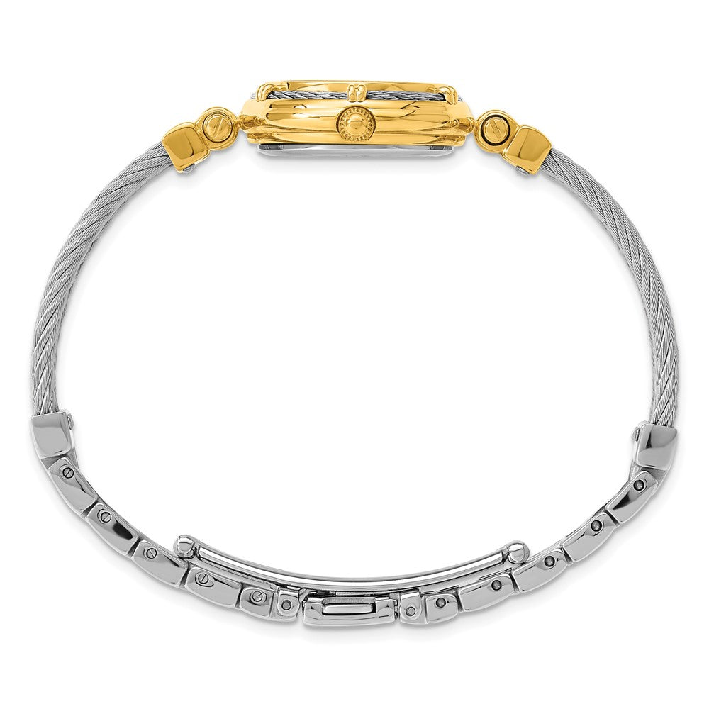 Alternate view of the Charles Hubert Ladies Two Tone MOP Dial w/Stnlss Stl Wire Bangle Watch by The Black Bow Jewelry Co.