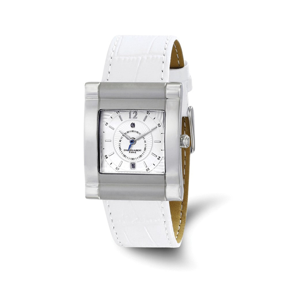 Charles Hubert Ladies Stainless Leather Band 29x35mm Watch, Item W8682 by The Black Bow Jewelry Co.