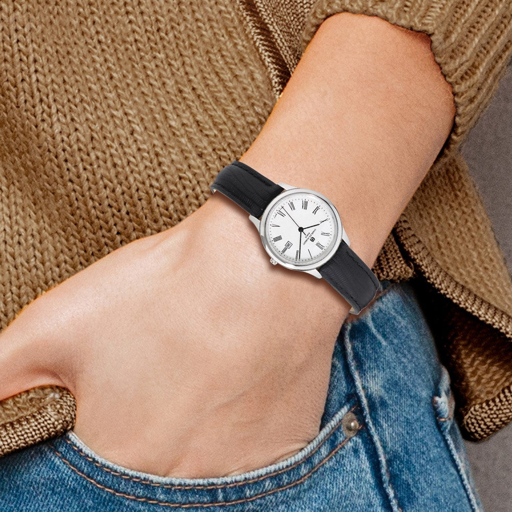 Alternate view of the Charles Hubert Ladies Stainless Leather Band 33mm Watch by The Black Bow Jewelry Co.