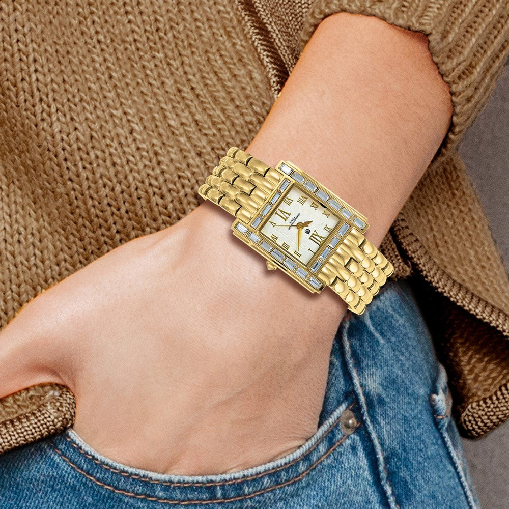 Alternate view of the Charles Hubert Ladies Stainless plated Crystal Bezel 27 x 32mm Watch by The Black Bow Jewelry Co.