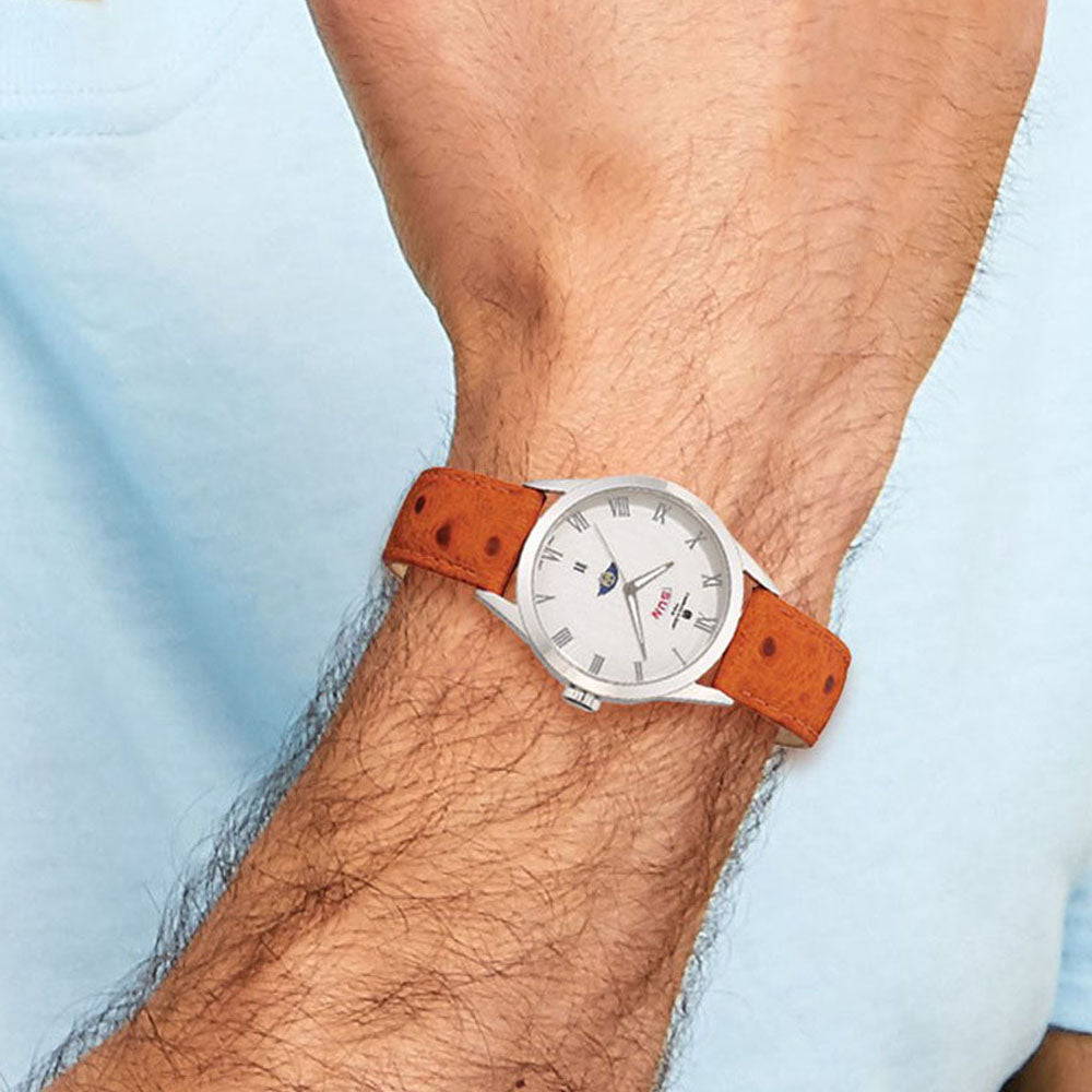 Alternate view of the Charles Hubert Ladies Stainless Steel & Leather White Dial Watch by The Black Bow Jewelry Co.