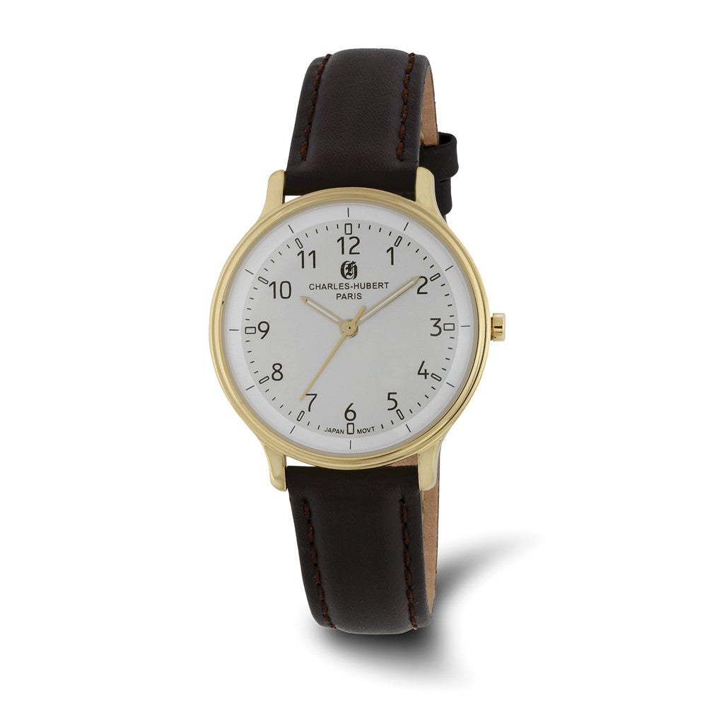 Charles Hubert Ladies IP-plated Stainless Steel White Dial Watch, Item W8884 by The Black Bow Jewelry Co.