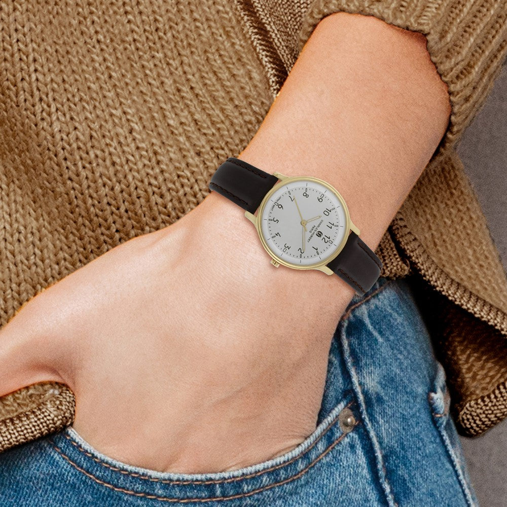 Alternate view of the Charles Hubert Ladies IP-plated Stainless Steel White Dial Watch by The Black Bow Jewelry Co.