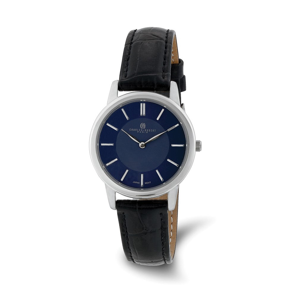 Charles Hubert Ladies Stainless Steel Blue Dial Watch, Item W8886 by The Black Bow Jewelry Co.