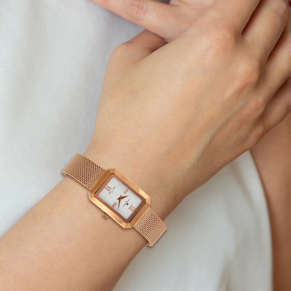 Alternate view of the Charles Hubert Ladies Rose IP-plated Mesh Band White Dial Watch by The Black Bow Jewelry Co.
