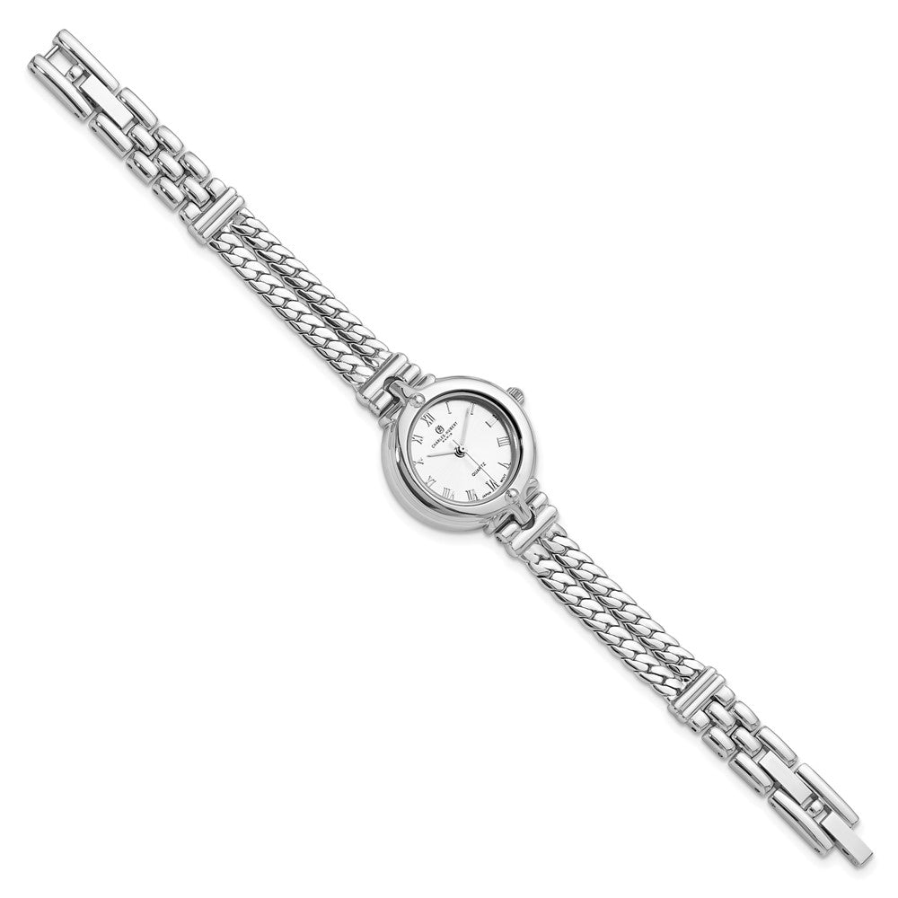 Alternate view of the Charles Hubert Ladies Chrome Finish Silver Dial Chain Bracelet Watch by The Black Bow Jewelry Co.