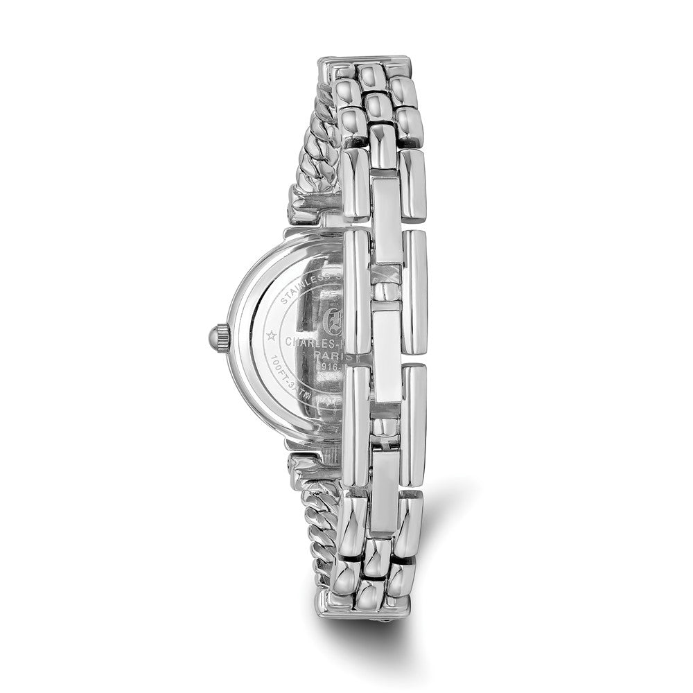 Alternate view of the Charles Hubert Ladies Chrome Finish Silver Dial Chain Bracelet Watch by The Black Bow Jewelry Co.