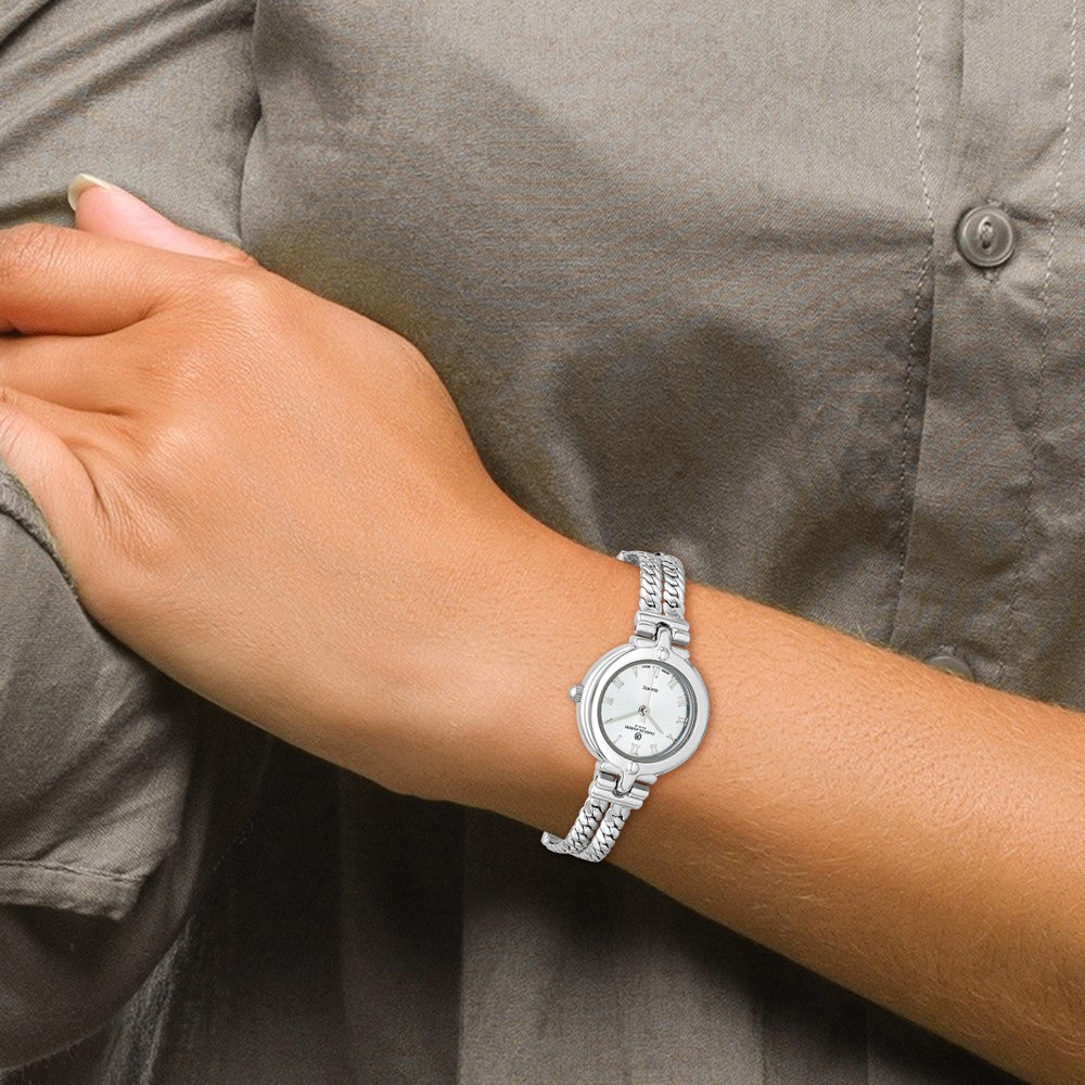 Alternate view of the Charles Hubert Ladies Chrome Finish Silver Dial Chain Bracelet Watch by The Black Bow Jewelry Co.