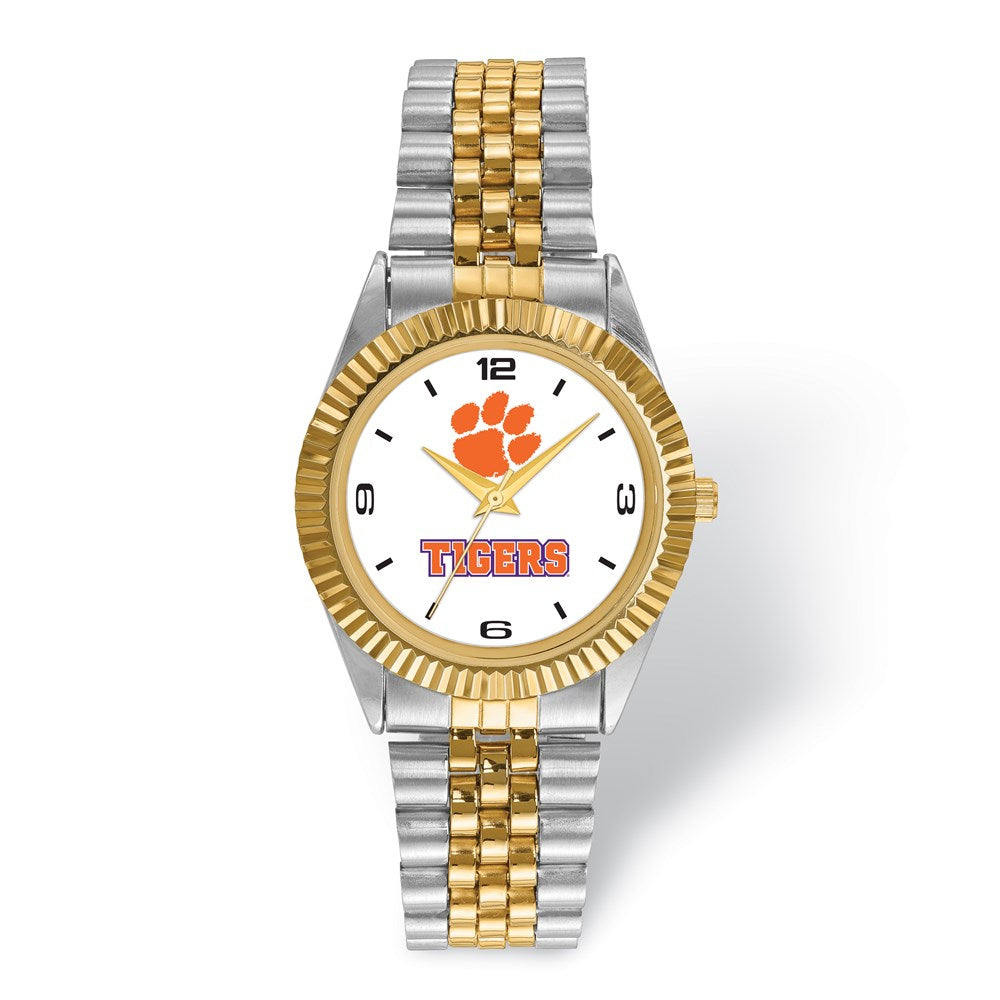 Mens Clemson University Pro Two-tone Watch, Item W9527 by The Black Bow Jewelry Co.