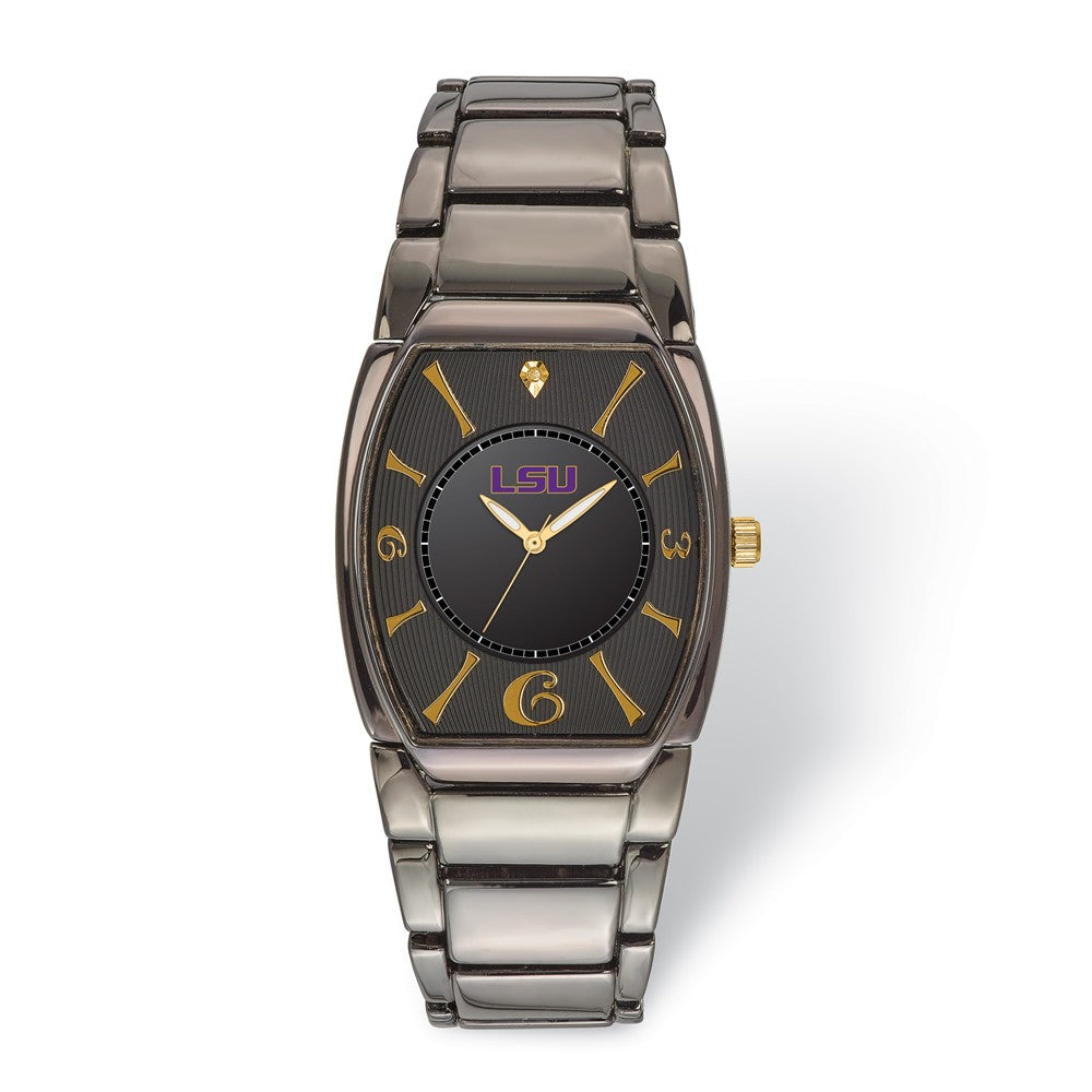 Mens Louisiana State University Executive Black-plated Watch, Item W9557 by The Black Bow Jewelry Co.