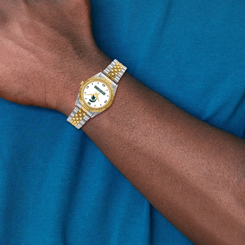 Alternate view of the Mens Michigan State University Pro Two-tone Watch by The Black Bow Jewelry Co.