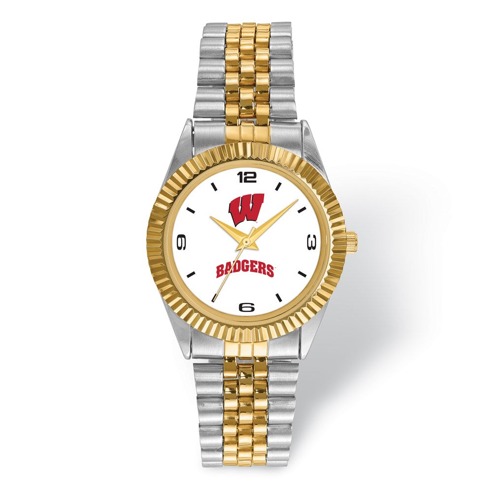 Mens University of Wisconsin Pro Two-tone Watch, Item W9712 by The Black Bow Jewelry Co.