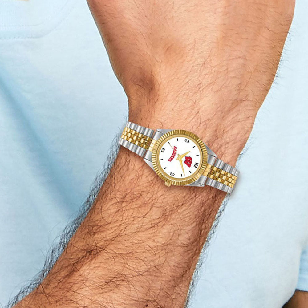 Alternate view of the Mens University of Wisconsin Pro Two-tone Watch by The Black Bow Jewelry Co.