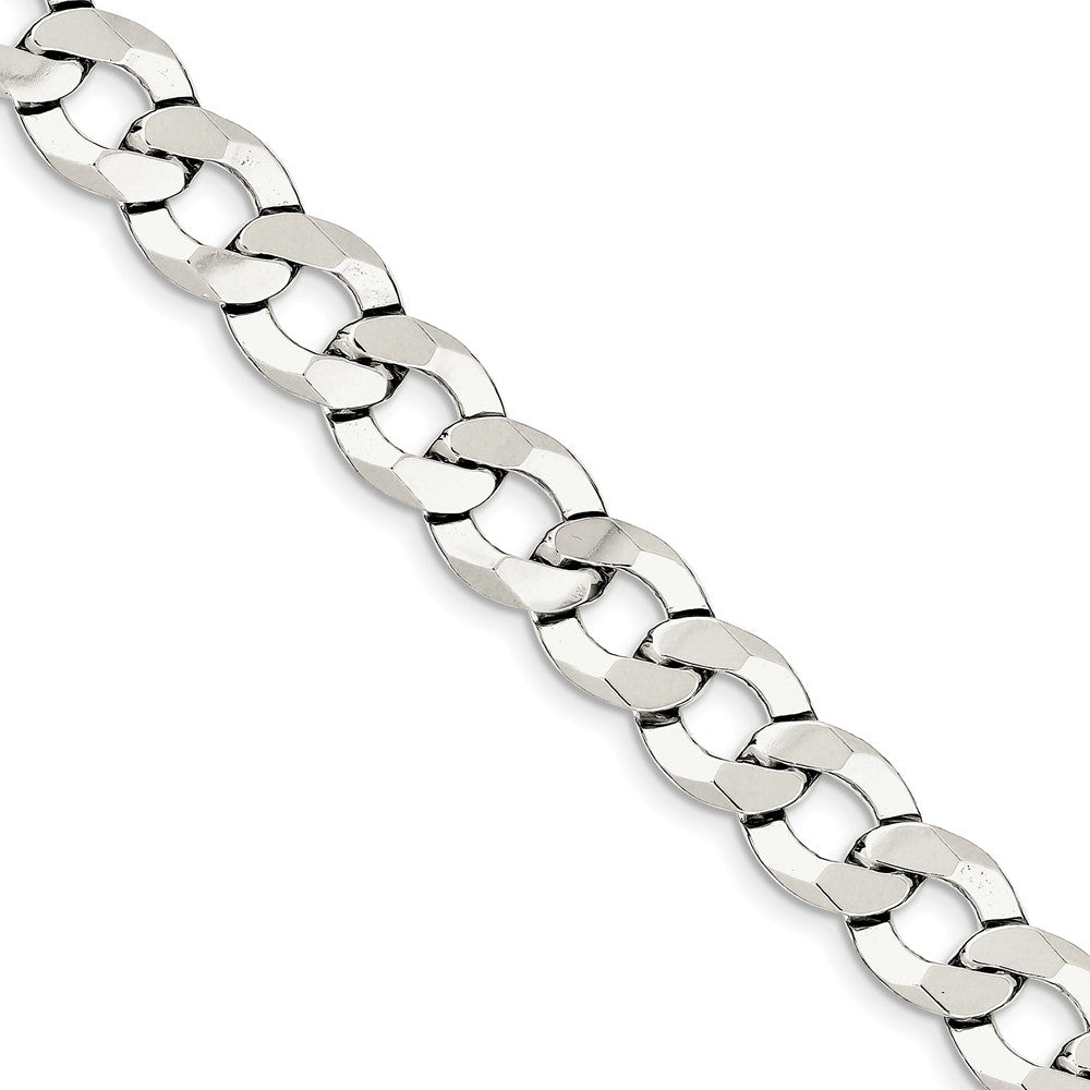 11.75mm Sterling Silver Solid Flat Curb Chain Bracelet