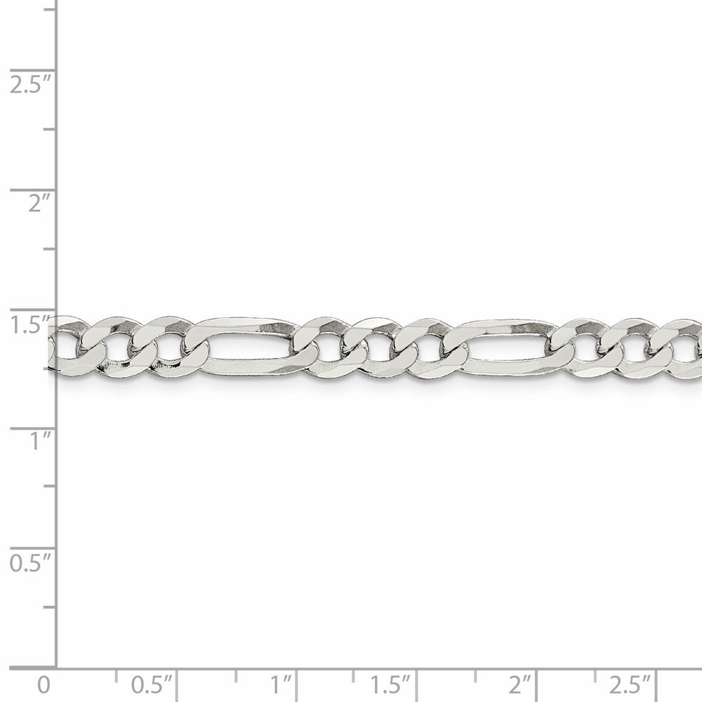 Alternate view of the 7.5mm Sterling Silver Flat Figaro Chain Bracelet by The Black Bow Jewelry Co.