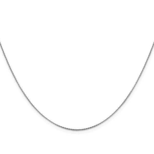 0.6mm 14K White Gold Solid Boston Link Chain Necklace - Black Bow