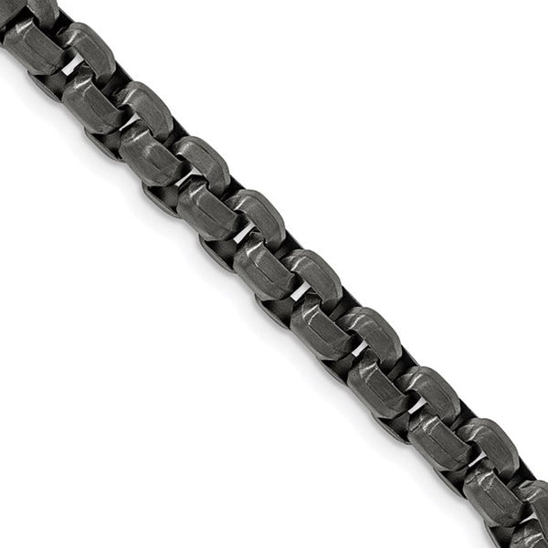 Stainless Steel HB Ion Plated Gun Metal Bold Box Chain Necklace