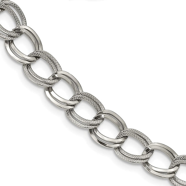 11mm Enamel Cuban Link Necklace Chain Blue/Silver 18 inch