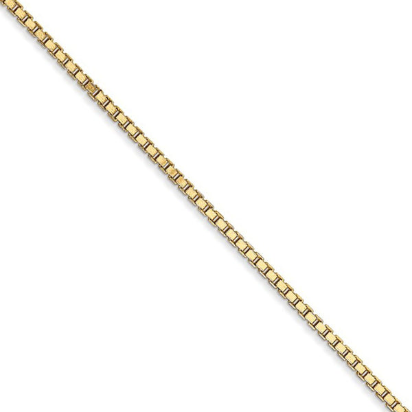 1.5mm, 14k Yellow Gold, Solid Box Chain Necklace - Black Bow